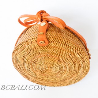 Circle Round Bags Rattan Ata Grass Hand Woven 100% Handmade